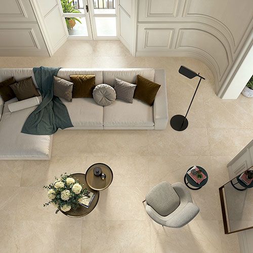 Living con pavimento della collezione Rêve, variante Beige