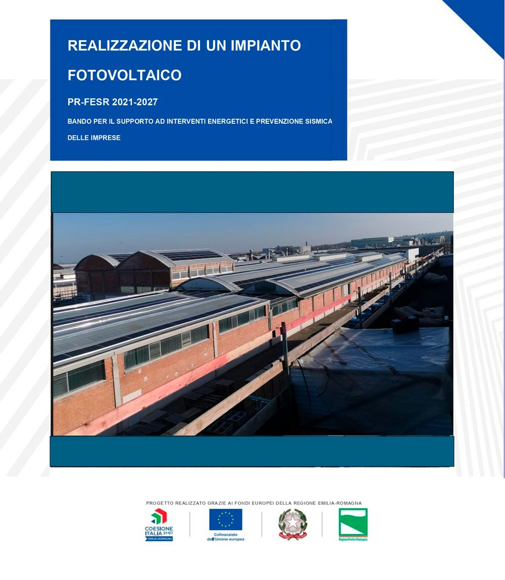 Bando per il supporto ad interventi energetici e prevenzione sismica delle imprese. Immagine dell'impianto fotovoltaico realizzato