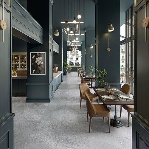 Ristorante con pavimento della collezione Rêve, variante Gris