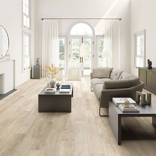 Living realizzato con Pavimento della collezione W3, variante Patin Almond