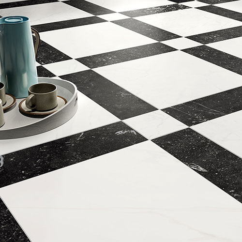 immagine zenitale della serie Concert, colore White con listelli colore black e white