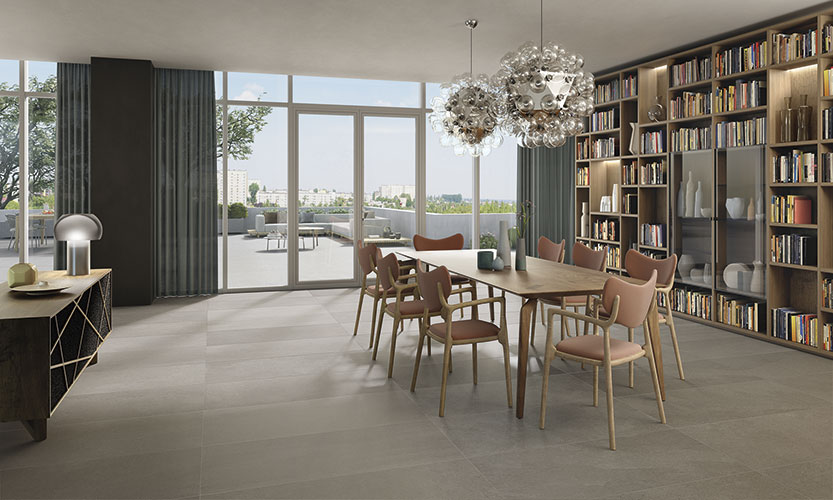 Pavimento grey, serie Feel, posato in u
