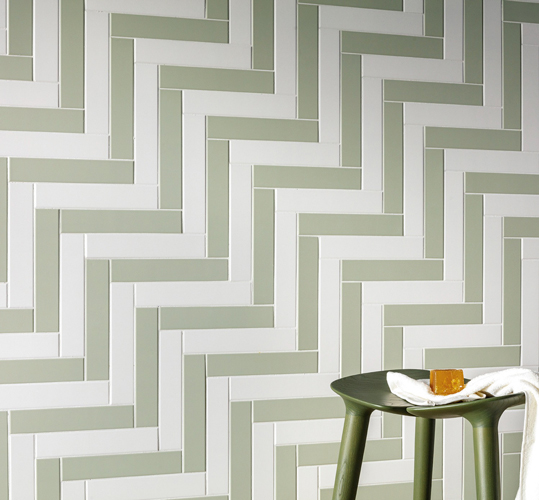 Rivestimento collezione Petali, variante Bianco e Smeraldo