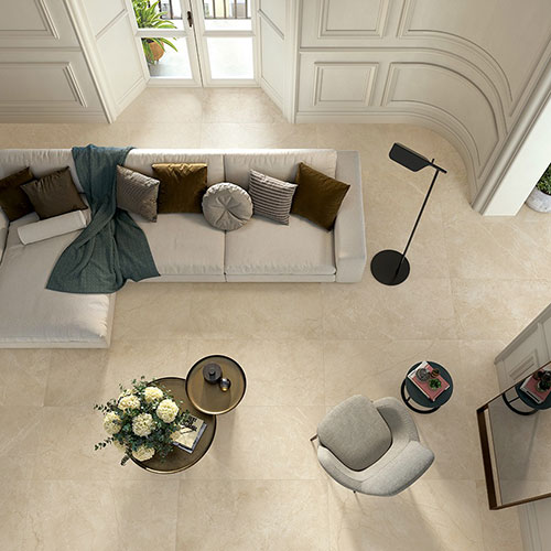 Living con pavimento della collezione Rêve, variante Beige