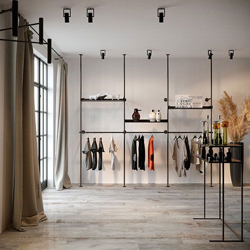 Shop realizzato con pavimento della collezione Melt, variante Pewter