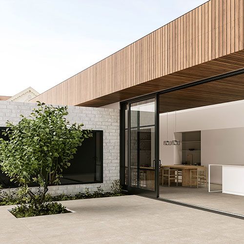 In & Out realizzato con pavimento della collezione Mytime, variante Vanilla