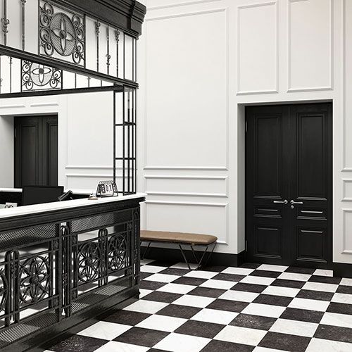 immagine della serie Concert, pavimento posato a scacchiera colore White e Black