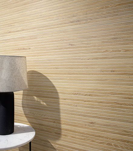 dettaglio rivestimento variante Blond, serie Groove effetto legno