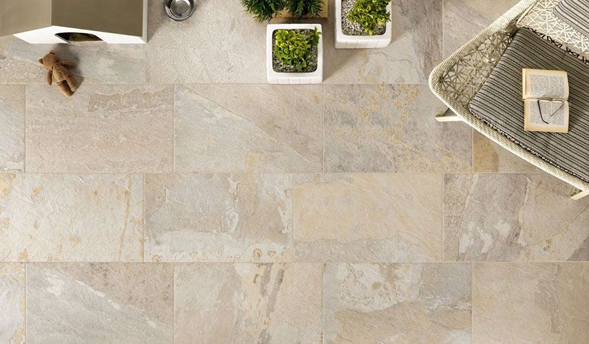 Pavimento della collezione Slaty, variante Almond