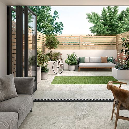 In & Out realizzato con pavimento Almond, variante Grey