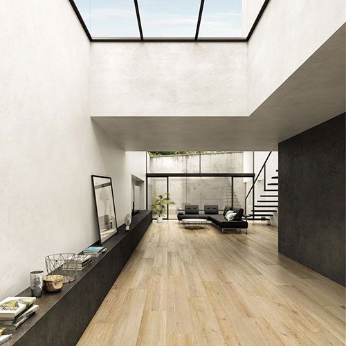 Ambiente living realizzato con Pavimento della collezione Naturel, variante Clair