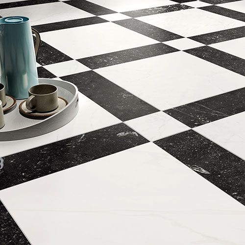 immagine zenitale della serie Concert, colore White con listelli colore black e white