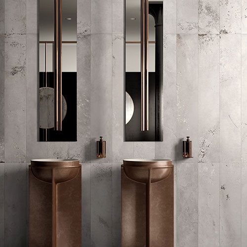 Rivestimento bagno della collezione Melt, variante Pewter