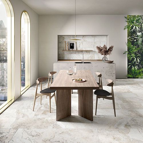 Immagine del pavimento di una cucina rustica in un moderno appartamento, serie Bloom colore Grey