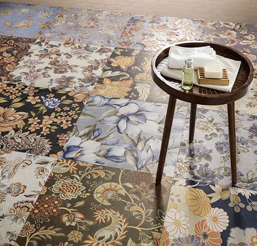 Pavimento della Collezione Spring, variante Mauve Esagono e SPRING PATCHWORK