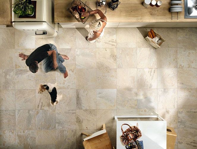 Pavimento della collezione Slaty, variante Almond