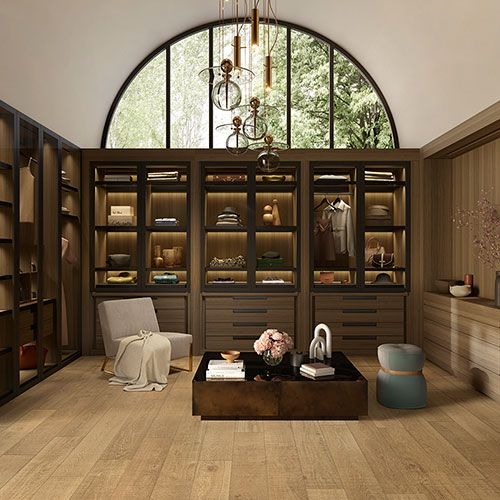 ambiente con pavimento variante Sunset, collezione Groove effetto legno