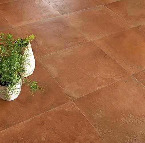 dettaglio pavimento variante Redflame, collezione Home effetto cotto